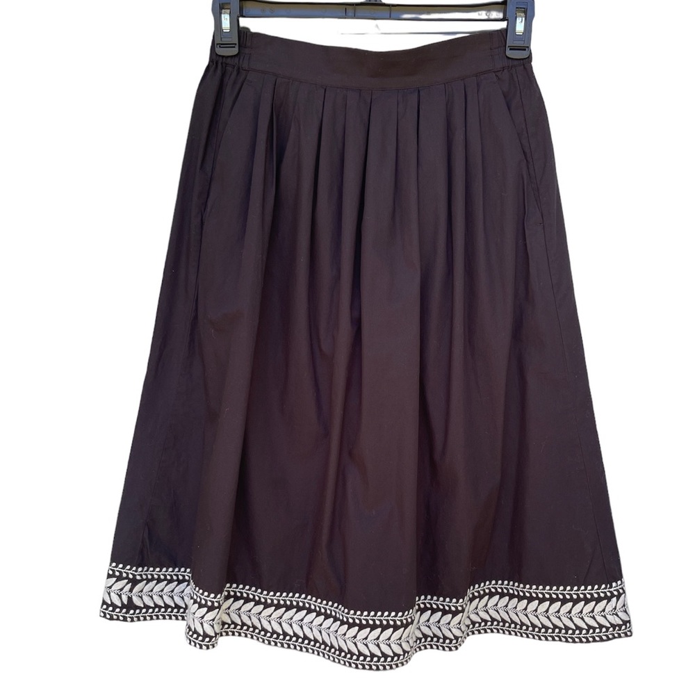 J. Crew white embroidery black A-line skirt 100% cotton size XS